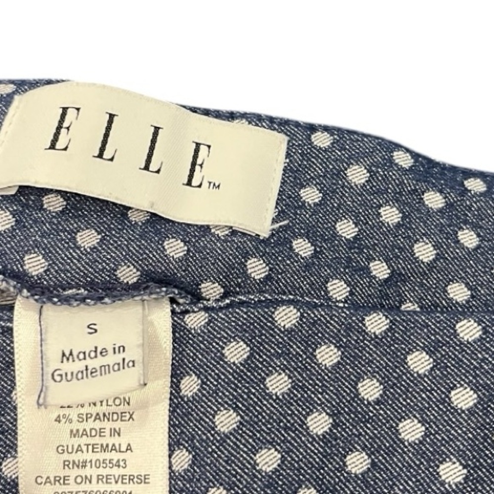 Elle Blue and White Polka Dot Cropped Pull on Capri Pants Size Small - Picture 5 of 6